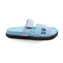 Hermes Flip-flops Suede Light Blue