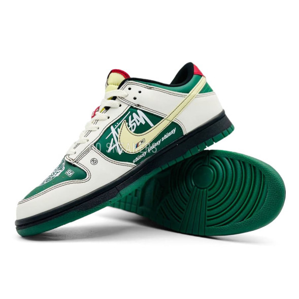 Мужские кроссовки Nike SB Dunk Low Retro White Green Stussy