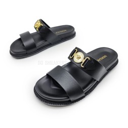 Versace Flip-flops Leather Black/Gold Logo