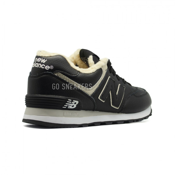 Женские зимние кроссовки New Balance 574 Black Leather