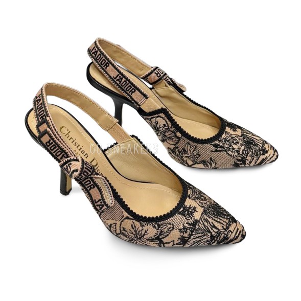 Женские туфли Dior Jadior Toile De Jouy Black/Beige